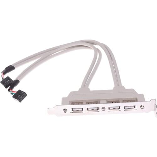 High Quality Adapter newest 4 Port USB 2.0 to 9 Pin MainBoard Header Bracket Extension Cable for Computer Rear Panel Bracket
