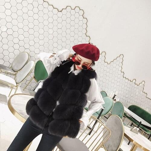 Winter Warm Women Clothes Real Vest Coats Korean Elegant Vintage Fox Fur Coat Jacket Manteau Femme Hiver ZL630
