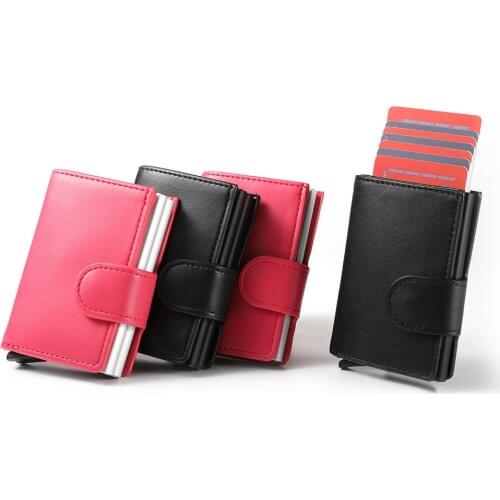 1 Piece Pu Leather Metal Antitheft Credit Card Holder Blocking RFID Wallets ID Bank Card Holder Small Zipper Key Coin Purse