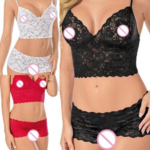 2PCS/Set Sexy Chemise Chest Open Bra Underwear Suit Sexy Lingerie Erotic Lace Babydoll Pajamas Porn Maid Sexy Costumes