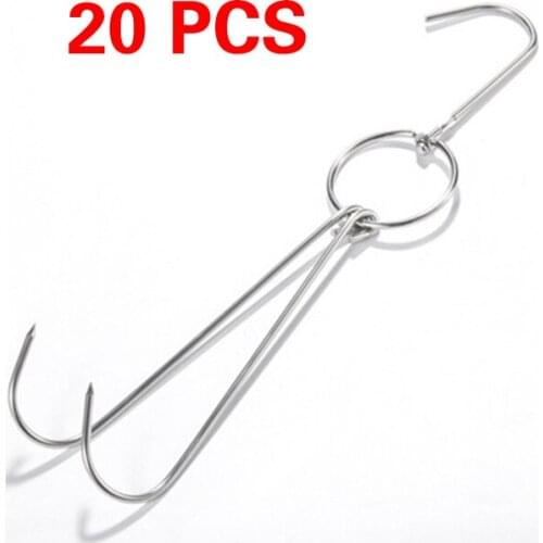 20 PCS BBQ Storage Hanger Bread Hook Tools Stainless Steel Beef Meat clasps duck goose Turkey Hooks Roast Duck Bacon Hook