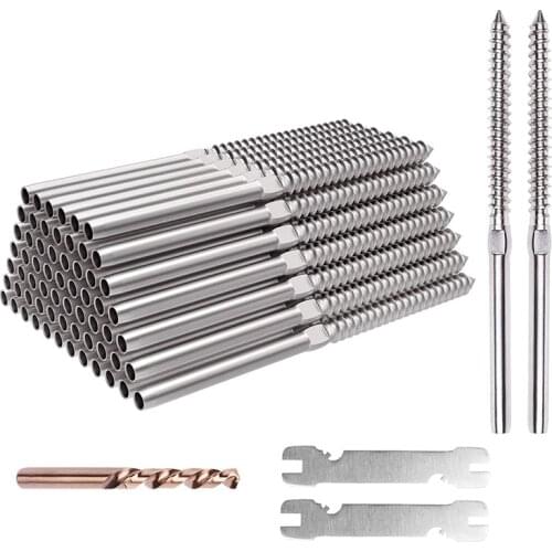 32 Pairs Lag Swage Screws Left and Right for 1/8 inch Deck Railing, Cable Railing Kits for Wood Posts