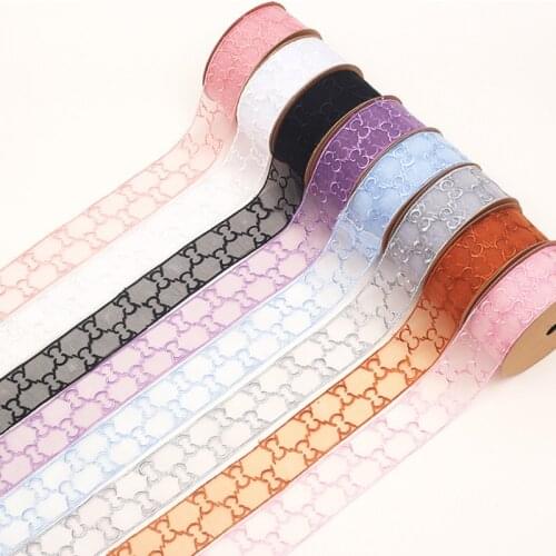 5yards 4cm Embroidery Lace Yarn Organza Stain Ribbon for Diy Craft Bouquet Gift Box Packaging Garment Accessories
