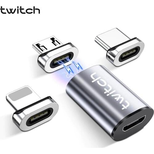 Twitch Magnetic Micro USB To USB C Magnet Adapter Microusb Connector for Iphone Xiaomi Huawei Samsung Magnetic Adapter Charging