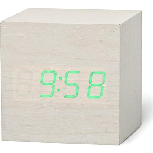 Digital Led Wooden Alarm Clock Retro Shine Table Decoration Voice Control Function Snooze Table Tool Clocks USB Cable Clocks New