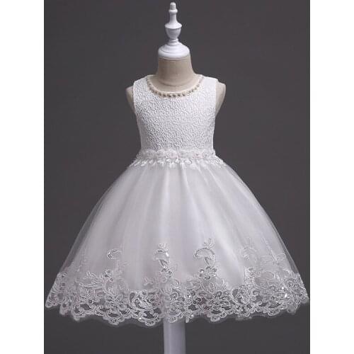 2-10 Yrs Children Dresses Beaded Princess Wedding Flyffy Dresses Vest Gauze Skirt