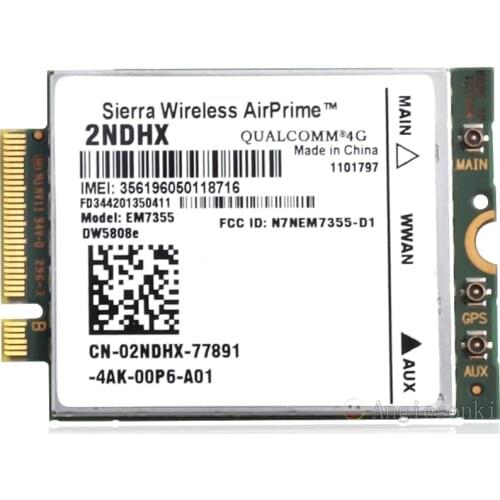 EM7355 DW5808e WALN HSPA NGFF Card 2NDHX for Dell Venue 11 Pro Latitude 14 12 LTE Sierra AirPrime 4G card 100 Mbps