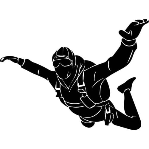 Personality Sticker Nervous Parachute Flying Sport Pattern Decals Car Motorcycle Decal Waterproof Black/Silver,16cm*12cm