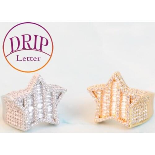 Real Gold Plated Baguette Ring For Mens Hip Hop Jewelry