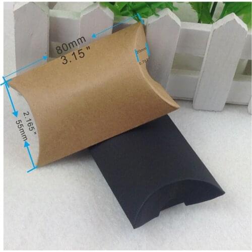 100pcs/lot kraft pillow box 8x5.5x2cm Black Jewelry Pillow Paper Box/Gift Packaging/ Ring/Earing/Necklace Packing Boxes