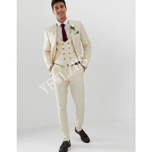 Handsome Groomsmen Notch Lapel Groom Tuxedos Mens Wedding Dress Man Jacket Blazer Prom Dinner (Jacket+Pants+Tie+Vest) A019