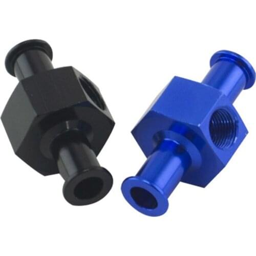 3/8" Metal Fuel Pressure Gauge Inline Barb Adapter Connector with 1/8" Port Blue/Black