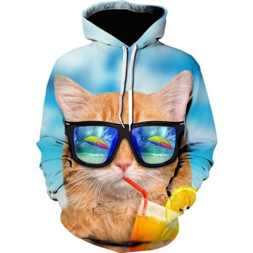 Cartoon kawaii hoodies 3D Printed Cat oversize Mens Sweatshirt harajuku Streetwear Pullover Personality Cute animal hoodie