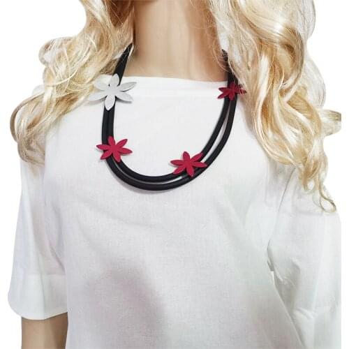 YD&YDBZ Multicolor Double Layer Flower Leather Necklace For Women Vintage Punk Style Chain Jewelry Necklaces Clothes Decoration