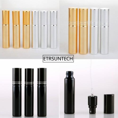 100pcs 10ml Perfume Liquid Make up Refillable Bottle Container Electroplated UV Glass tube Spray Perfume Sub-bottle F2452