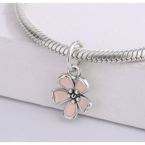 Fashion 925 Sterling Silver Five leaf Clover Enamel Flower Fit Original Bracelet Bangle For Woman DIY Authentic Jewelry Making