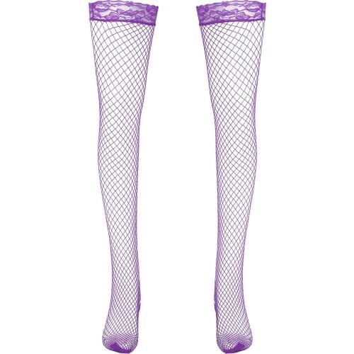 Mens Socks Summer See-through Fishnet Stockings Lace Trimming Man Sexy High Socks Hollow Out Mesh Hosiery Thigh-highs Socks