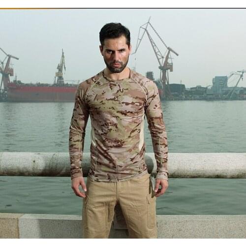 New Camouflage Mesh Elastic Quickdry T-shirts O-neck Long Sleeve Tees MC MTP MCA