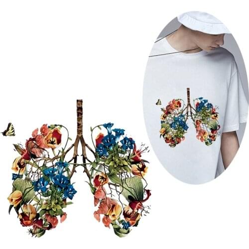 Tree Branch Flower Lung Patch Iron On Transfer For Clothing Butterfly Thermo Sticker For Clothes Vinyl Accessory Themal Transfer