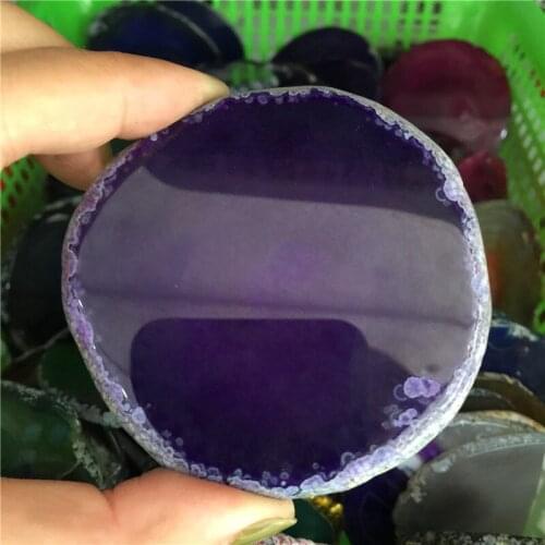 Natural Agate Geode Slice Purple Agate Polished Crystal Brazil Healing Reiki Stone Quartz Mineral Coaster As Gift