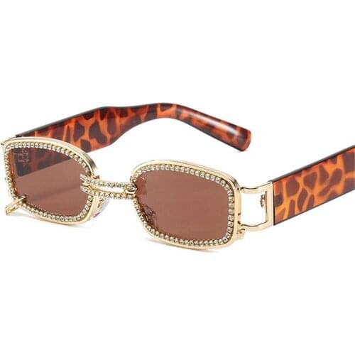 Retro Metal Punk Women Luxury Diamond Sunglasses Fashion Small Rectangle Men Sun Glasses Designer Shades UV400