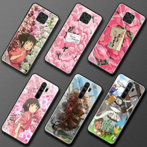 Glass Case for Xiaomi Redmi Note 9S 8 10 Pro Max Poco X3 NFC Mi 11 10T Lite 5G Movil Phone Cover Shell Capa Spirited Away Totoro