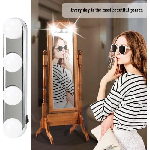 Studio Glow Make-Up Light Vanity Make Up Lighting Cordless Professional Super Bright with 4 LED Bulbs Portable Cosmetic Mirro