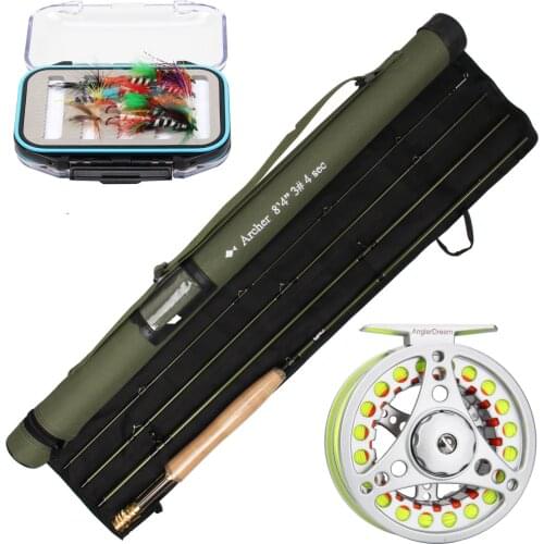 Fly fishing Rod 9FT Combo and Fly Fishing Reel Set 3/4 5/6 7/8WT Larger Arbor with Fly Fishing Flies