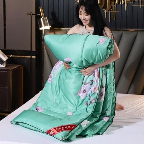 Filling Mulberry Silk Duvet Quilt Embossing And Reactive Printing Flower High Grade Silk Bedding Comforter Weighted Blanket