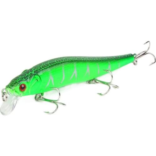 1Pcs 11.5cm 13.7g Diving Minnow Fishing Lure with 3 Hooks Bass Pike Hard Artificial Bait 3D Eyes Fishing Tackle Wobblers