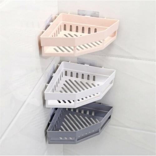 1PC Gel Adhesive Storage Racks Practical Solid PP Wall Mounted Organizer Bathroom Kitchen Corner Storage Holders