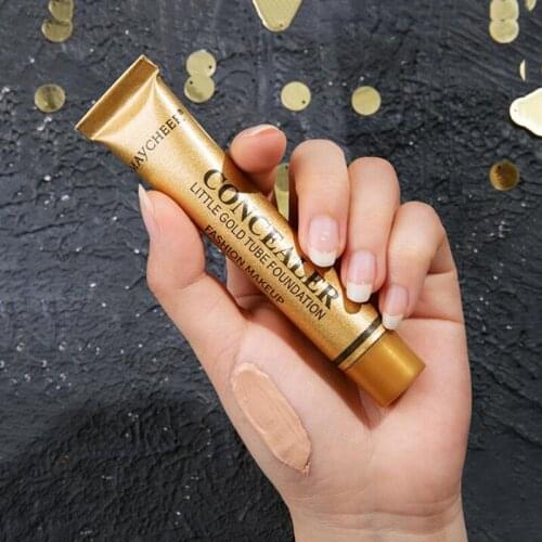 Small Gold Tube Concealer Liquid Waterproof Spot Acne Print Concealer Black Eye Tattoo Scar Foundation Cream 1Pcs