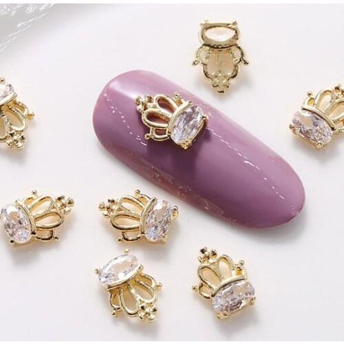10pcs 3D Crown Alloy Nail Art Zircon Metal Rhinestones Manicure Nails Accesorios Professional Supplies Decorations Charms Y47-1