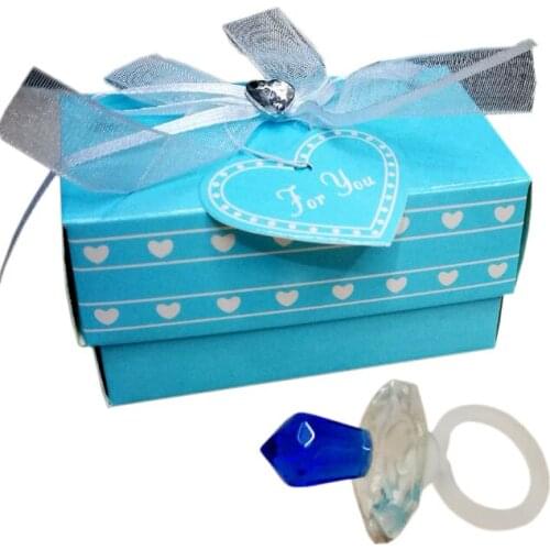 10pcs/lot Pink Blue Crystal Pacifier Ornaments Baby Shower favors party gifts baby present christening souvenirs