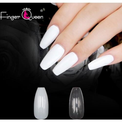 100pcs Ballerina Nail Art Tips False Coffin Flat Shape Full Cover Manicure Fake Nail Tips