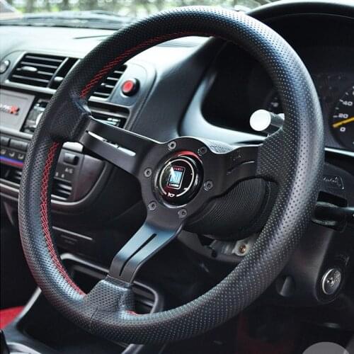 13Inch 330mm Black Aluminum Spoke ND Racing Steering Wheel Auto Steering Wheel Red Line