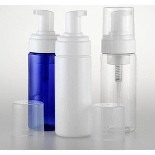 150ml Empty PET Vacuum Refillable Bottle Foaming Bubble Foam Lotion Dispenser Pump White Blue Clear with Overcap Clear F20171104