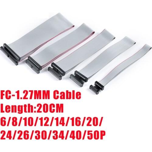 2PCS 1.27MM pitch FC-6/8/10/14/16/20/40/50 PIN 30CM JTAG ISP DOWNLOAD CABLE Gray Flat Ribbon Data Cable FOR DC3 IDC BOX HEADER
