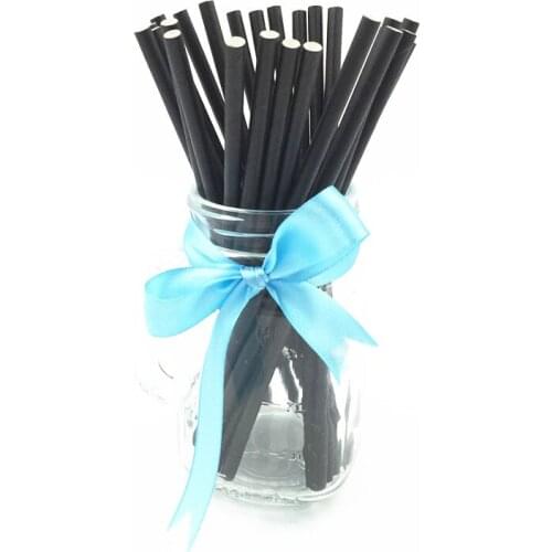 25pcs Black Paper Drinking Straws Paper Straw Wedding Birthday Baby Shower Xmas