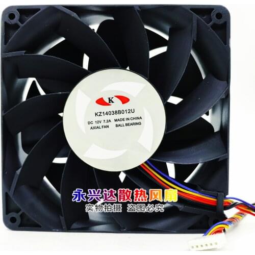 K KZ14038B012U DC 12V 7.2W 140x140x38mm 6-Wire Server Cooling Fan