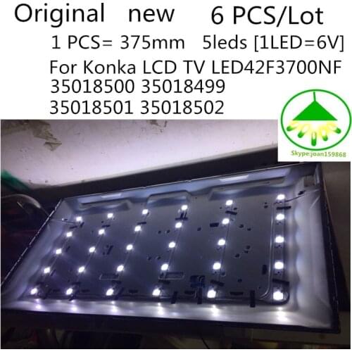 6 PCS/Lot Original new 375mm LED Backlight Lamp strip 5leds For Konka LCD TV LED42F3700NF 35018500 35018499 35018501 35018502