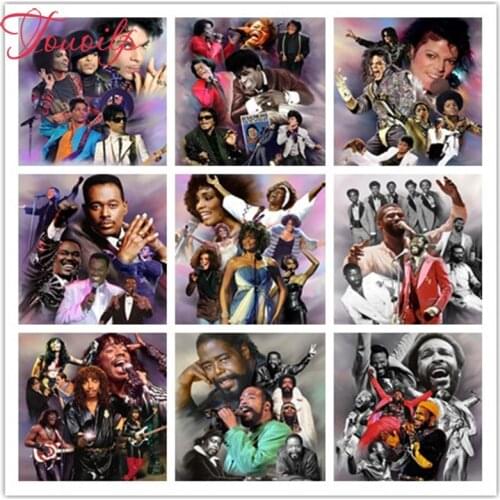 TOUOILP Diamond Embroidered Full Square&Round Super star Rock Whitney Houston Prince and Mike Jackson 5d Diamond Painting