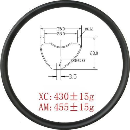 29er MTB XC AM 35mm carbon rim asymmetry tubeless clincher 28mm deep Hookless UD 3K matte glossy 24H 28H 32H mountain bike wheel