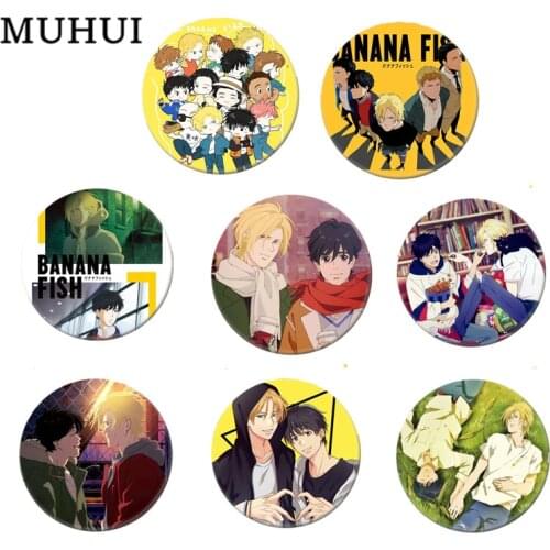 Free Shipping 58mm Anime BANANA FISH Brooch Pin Okumura Eiji Badge For Clothes Backpack Decoration Childrens gift