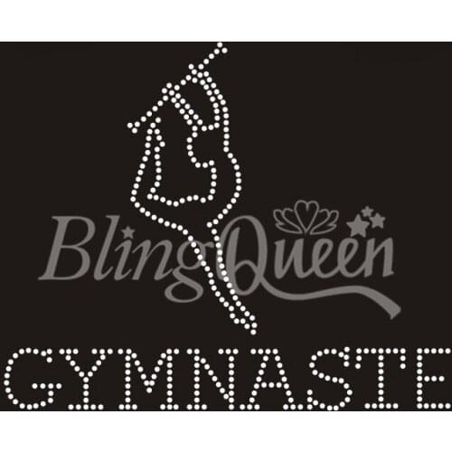 BlingQueen 25PCS/LOT Bling Rhinestone Heat Transfer Decal Iron On Gymnaste Design