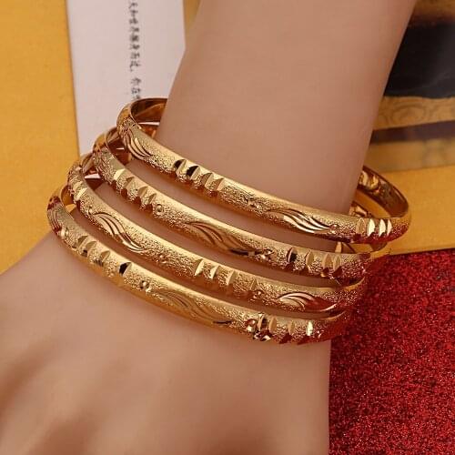 4pcs Punk Style Dubai Gold Jewelry Gold Color Bangles For Ethiopian Bangles & Bracelets Ethiopian Jewelry