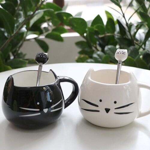 Black Cartoon Cat Cup Creative Lovely Ceramic Cup Water Cup