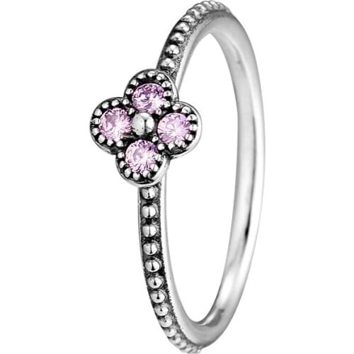 CKK Pink CZ Oriental Blossom Ring 925 Sterling Silver Wedding Rings for women Silver 925 anillos mujer Fine Jewelry