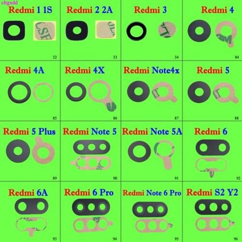 Cltgxdd 1pcs Rear back camera glass lens for Xiaomi Redmi 1S 2A 3 4 4A 4X 5 5A 6 6A plus pro S2 Y2 /Note 4X 5 6 Pro