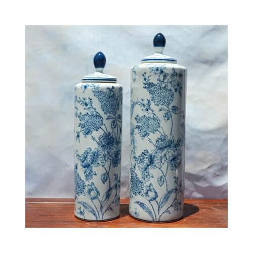 Tao Caicai decorative ceramic pot with cover round pot vase ornaments European porcelain set